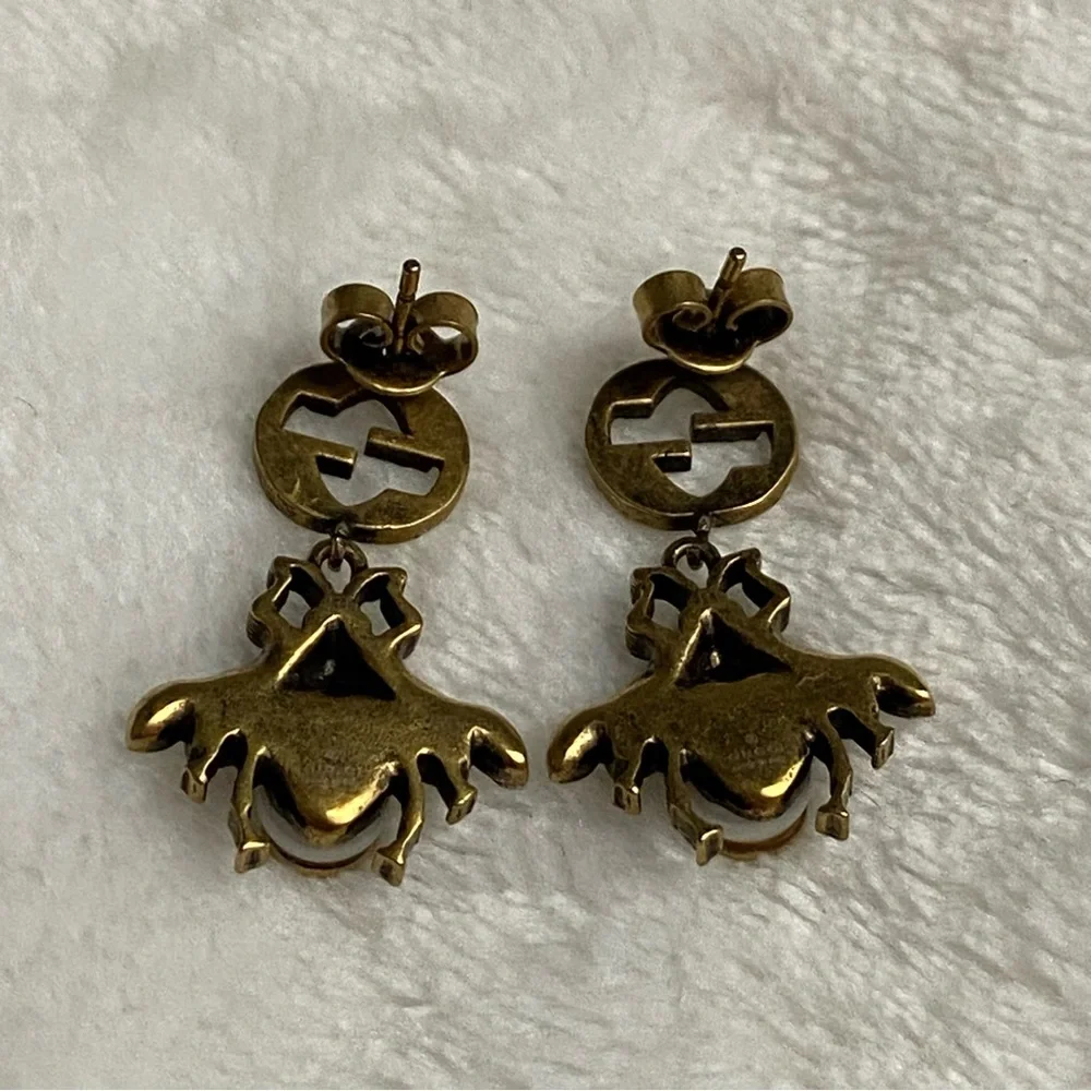Gucci Interlocking “G”- Bee Dangle Earrings- Crystal and faux Pearl - Picture 4 of 6